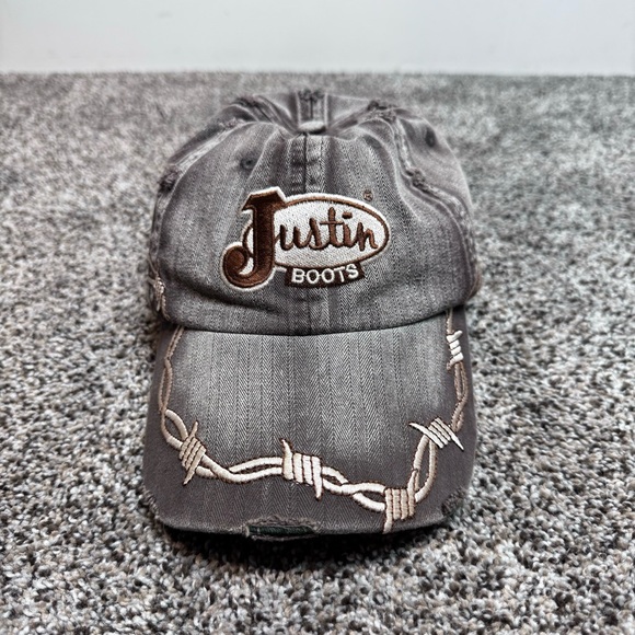 Vintage Justin Boots | Unisex | Ball Cap | distressed barbed wire embroidery - Picture 2 of 8